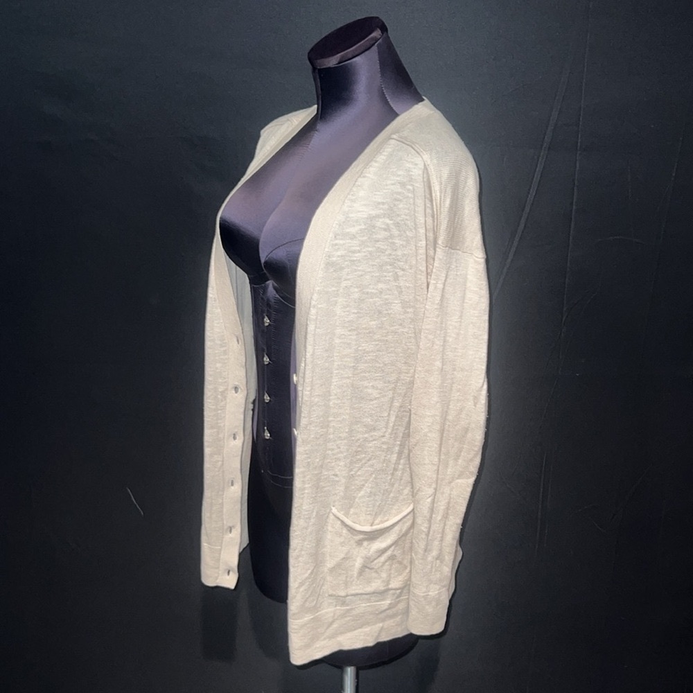 GAP Cream Slub Slouchy V-Neck Button Cardigan Sweater with Pockets!